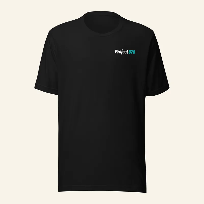 Black premium tee, front, with a small Project 878 logo on the left chest